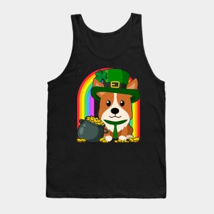 Corgi Rainbow Irish Clover St Patrick Day Dog Gift graphic Tank Top